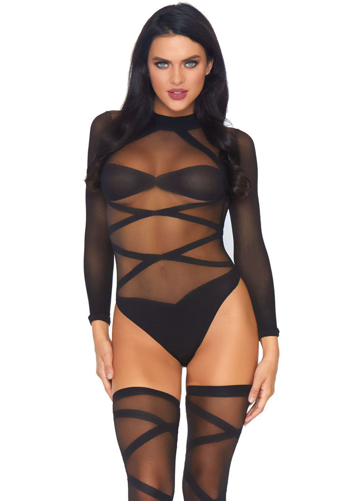 2Pc Opaque Criss Cross Bodysui LEG-8471 ONE SIZE - JJ's Party House