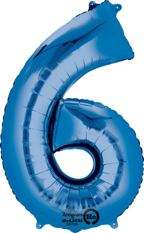 Blue 6 Number Balloon 34''