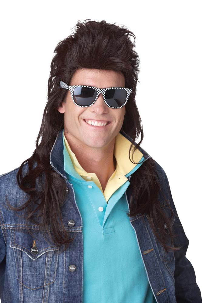 80's Rock Mullet Brown Wig - JJ's Party House