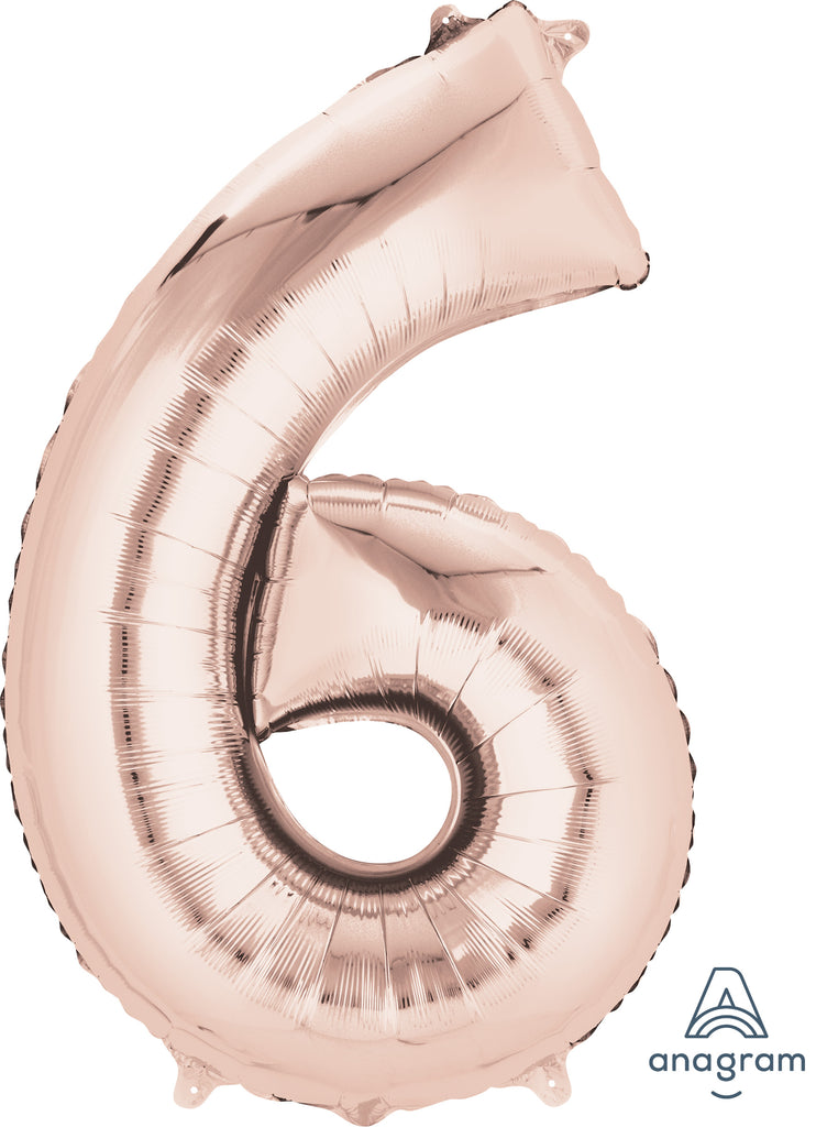 Rose Gold 6 Number Balloon 34''