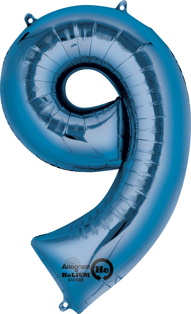 Blue 9 Number Balloon 34''