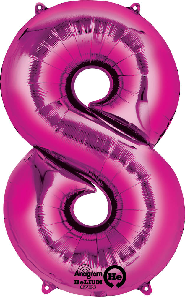 Pink 8 Number Balloon 34''