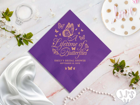 A Lifetime of Butterflies Personalized Bridal Shower Party Napkins - JJ's Party House