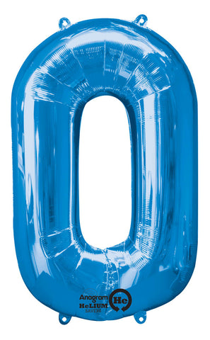 Blue 0 Number Balloon 34''