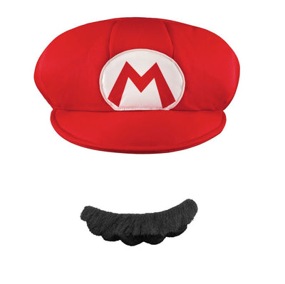 Adult Mario Hat & Mustache Kit - JJ's Party House