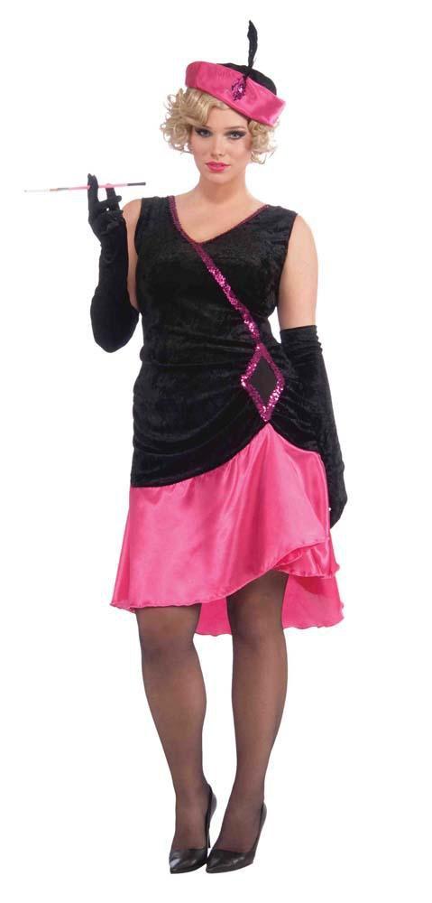 Adult Plus Size Penny Pink Flapper Costume - JJ's Party House