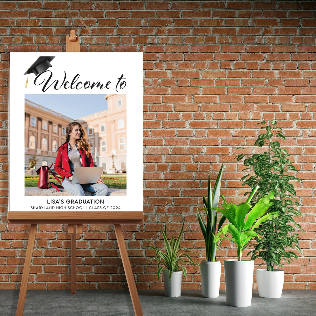 Al Fresco Portrait Graduation Welcome Sign - JJ's Party House - Custom Frosted Cups and Napkins