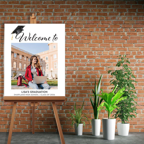 Al Fresco Portrait Graduation Welcome Sign - JJ's Party House - Custom Frosted Cups and Napkins