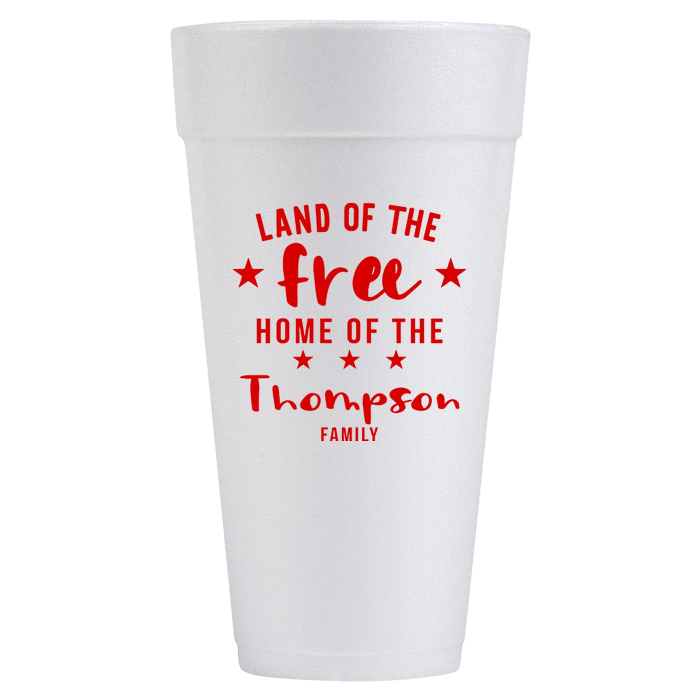 America Y'all Patriotic Summer 24oz Foam Barbecue Cups 25ct - Land of the Free Home of the Brave - JJ's Party House