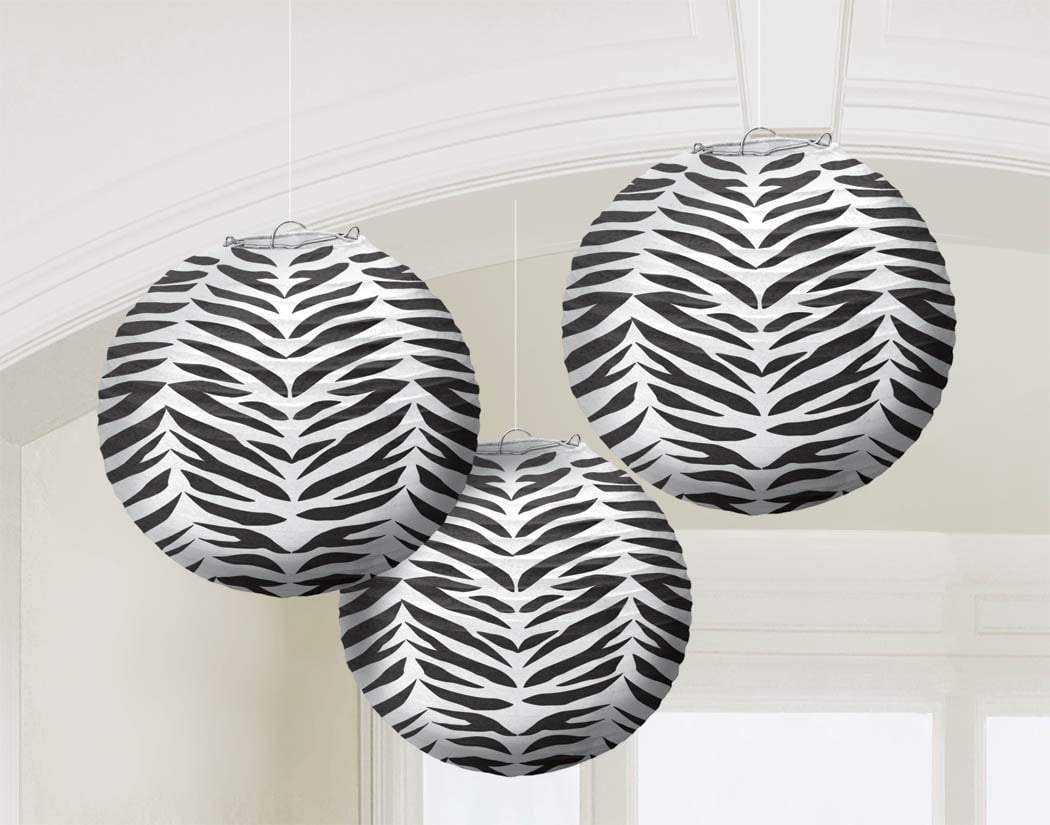 Amscan Decorations Zebra Round Paper Lanterns 3ct