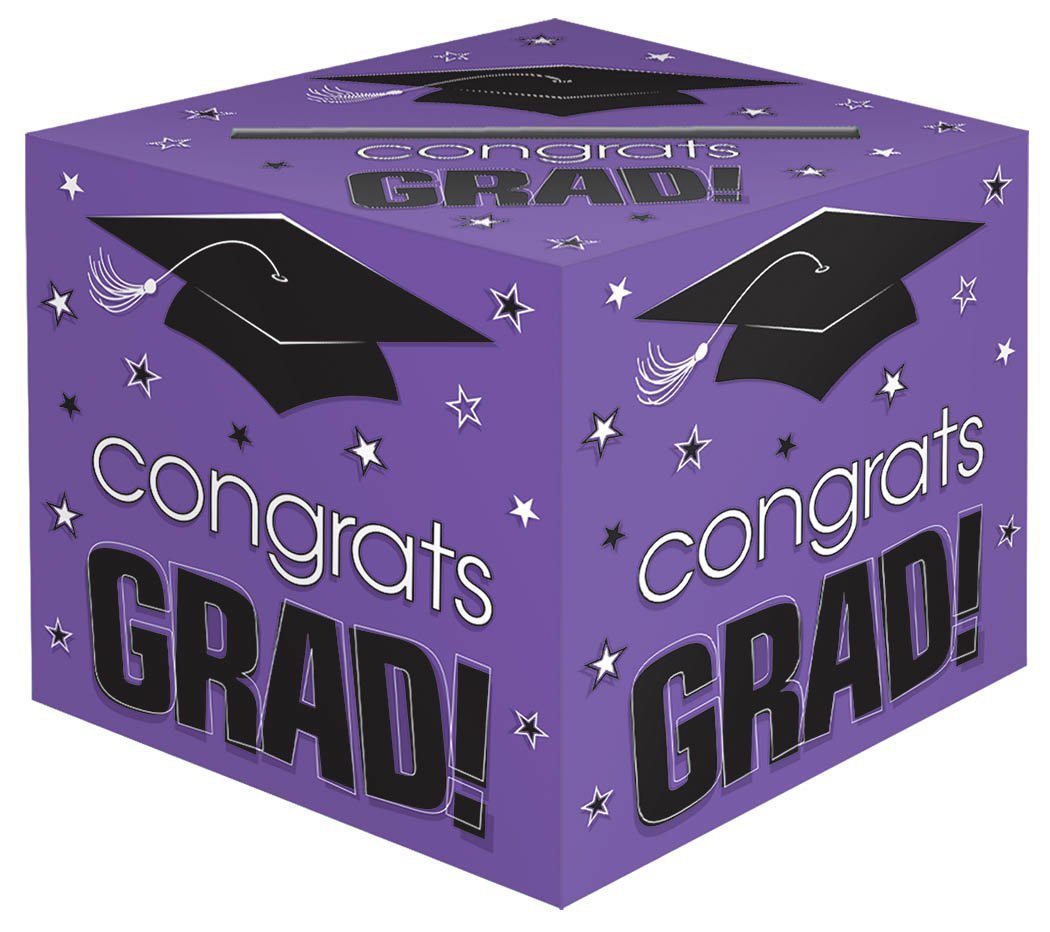 Amscan Graduation Purple Graduation Card Holder Box - Congrats Grad