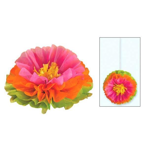 Amscan Luau Hibiscus Fluffy Flower Decorations 3ct
