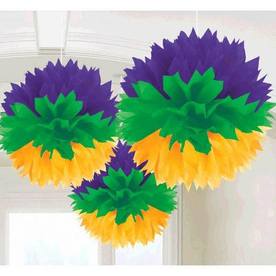 AMSCAN MARDI GRAS Mardi Gras Fluffy Decorations 3ct