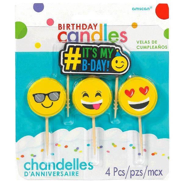 Amscan Party Supplies Emoji Icon Birthday Candles 4pc