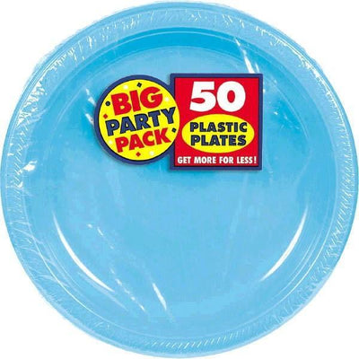 Amscan SOLIDS Caribbean Blue Plastic Dessert Plates 7" - 50ct