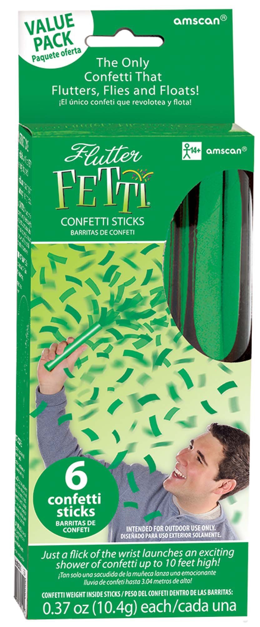 Amscan Spirit Festive Green Flutter Tissue Paper Confetti Wands 6ct
