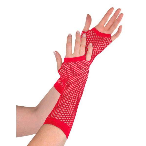Amscan Spirit Long Red Fishnet Gloves