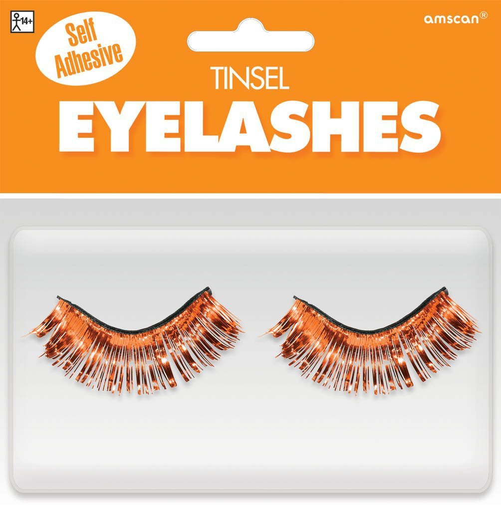 Amscan Spirit Self-Adhesive Orange Tinsel False Eyelashes