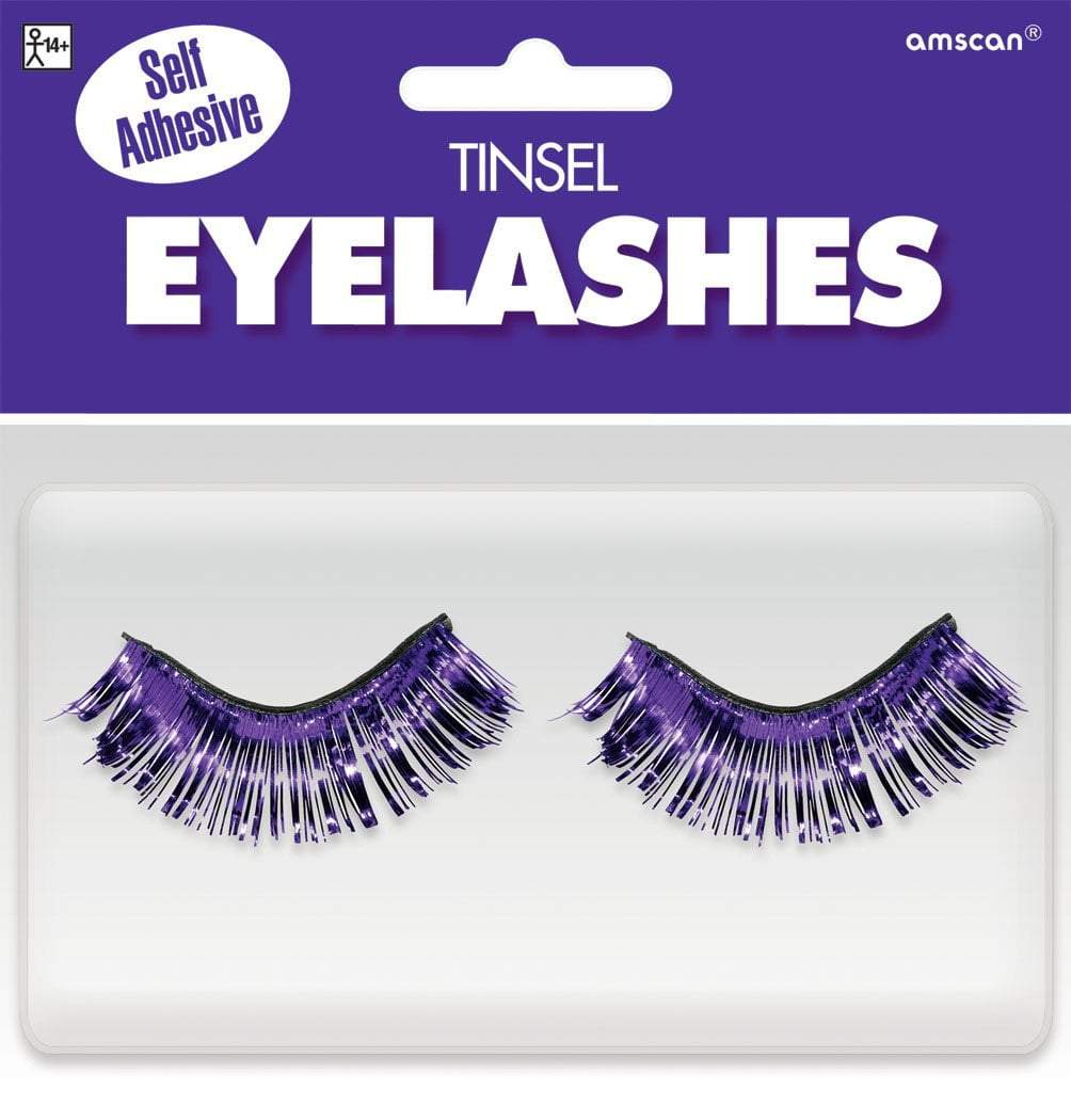 Amscan Spirit Self-Adhesive Purple Tinsel False Eyelashes