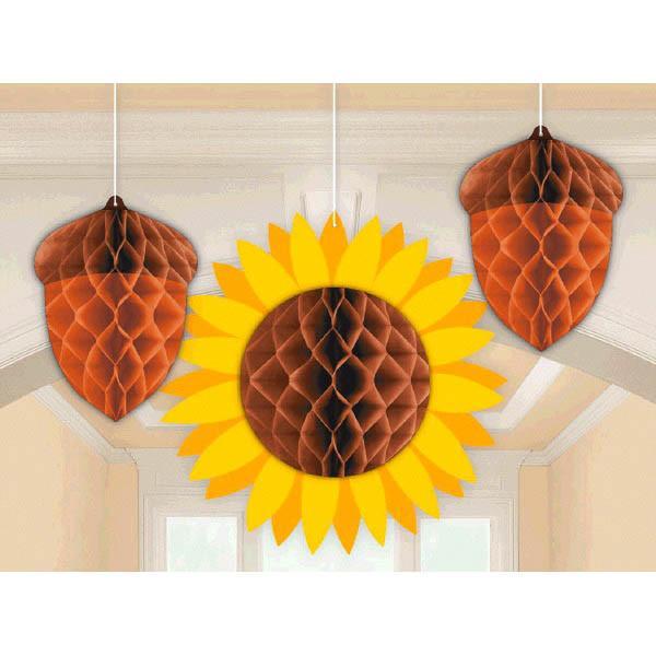 Amscan Staging Fall Honeycomb Decorations 3pc