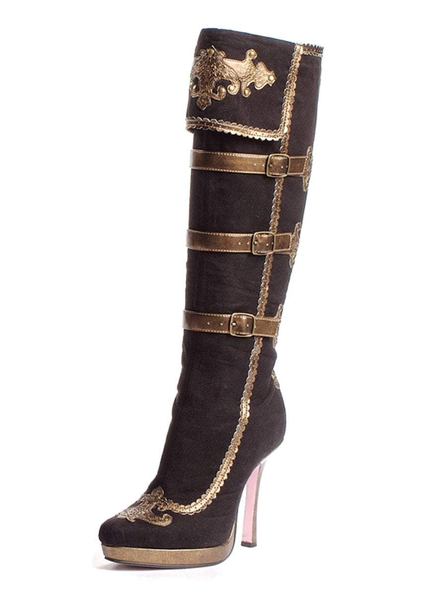 Anna Black & Gold Microfiber Boots - JJ's Party House