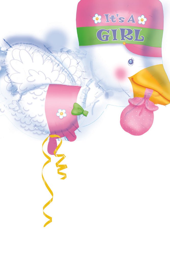 Baby Girl Stork Balloon 32'' - JJ's Party House