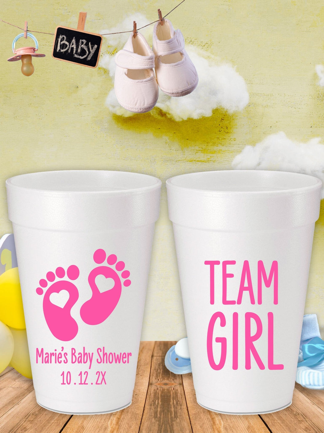 Baby Shower Team Boy/Team Girl Foam Cups - JJ's Party House