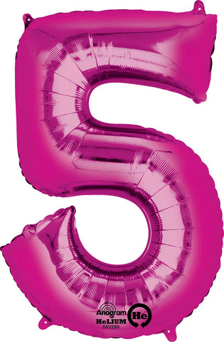 Pink 5 Number Balloon 34''