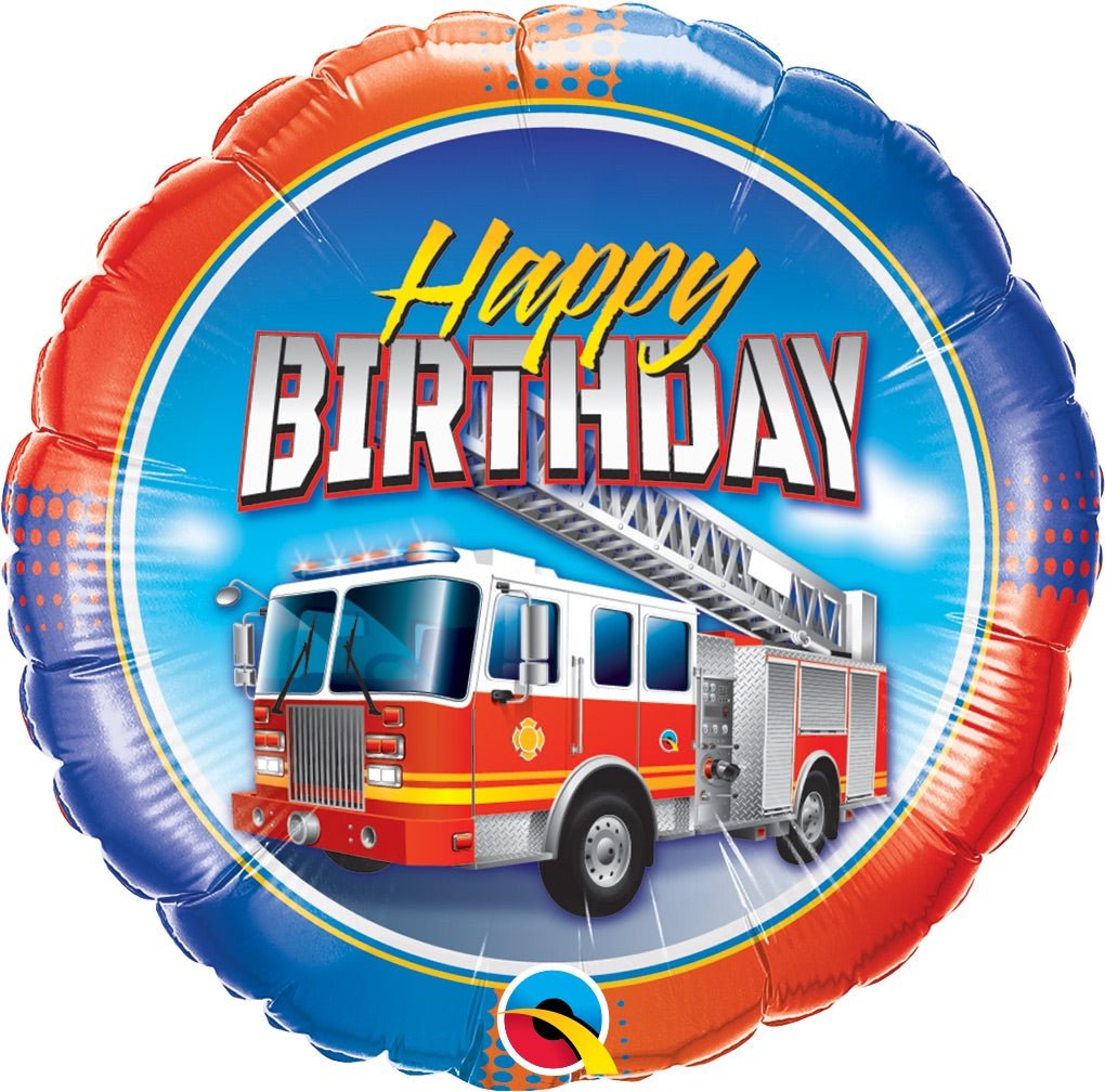 Bday Fire Truck Mylar Balloon - JJ's Party House