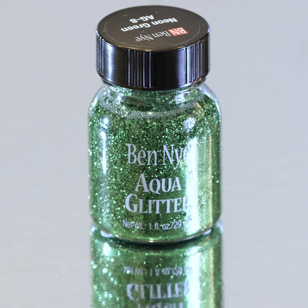 Ben Nye Aqua Glitter Neon Green Paint 1oz. - JJ's Party House