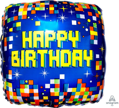 Birthday Pixels Mylar Balloon - JJ's Party House