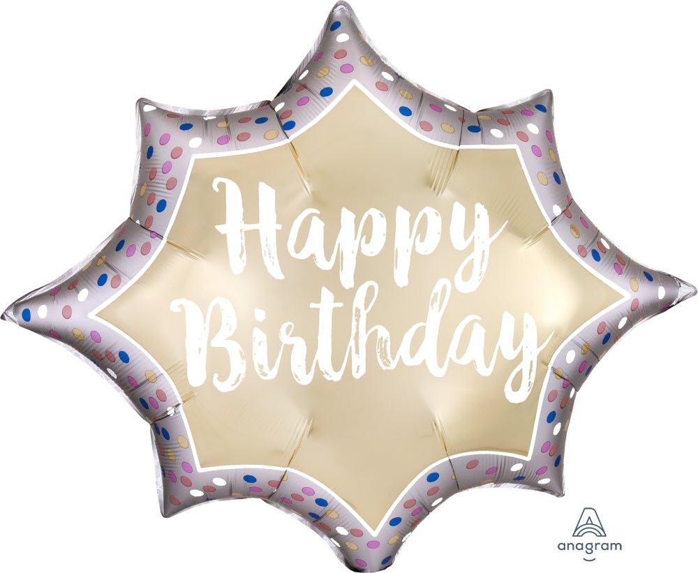 Birthday Satin Gold Burst Jumbo Mylar Balloon, 32" - JJ's Party House: Birthday, Balloons & Custom Party Favors