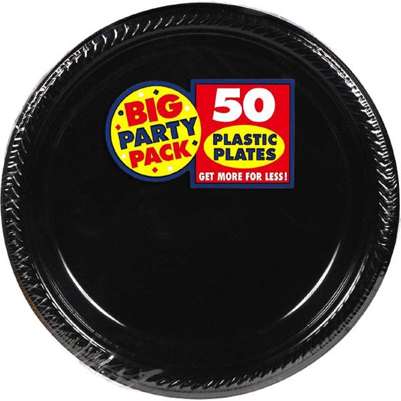 Black 10.25 Plastic Plates 50ct - JJ's Party House