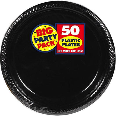 Black 10.25 Plastic Plates 50ct - JJ's Party House