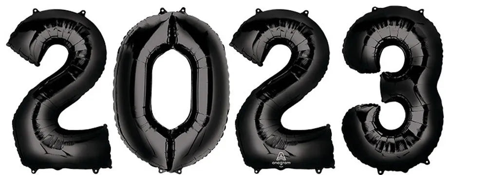 Black 2023 Foil Balloon Year 33" Numbers - JJ's Party House