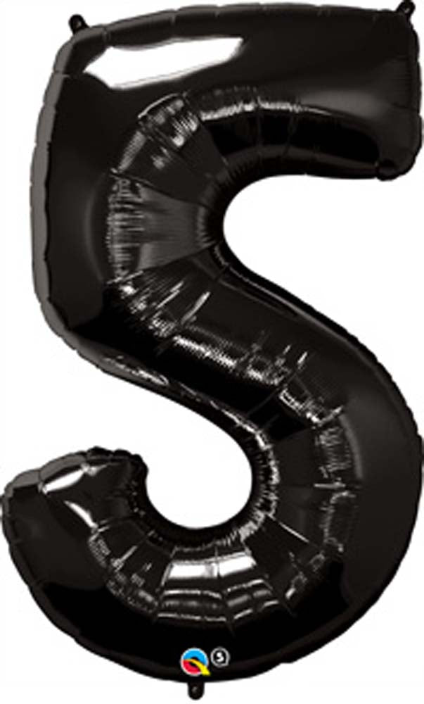 Black 5 Number Balloon 34'' - JJ's Party House - Custom Frosted Cups and Napkins