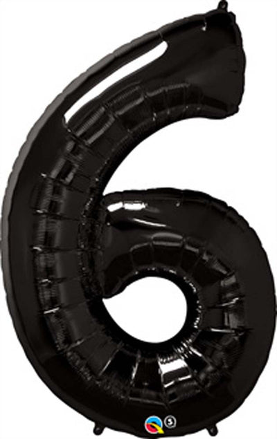 Black 6 Number Balloon 34'' - JJ's Party House - Custom Frosted Cups and Napkins