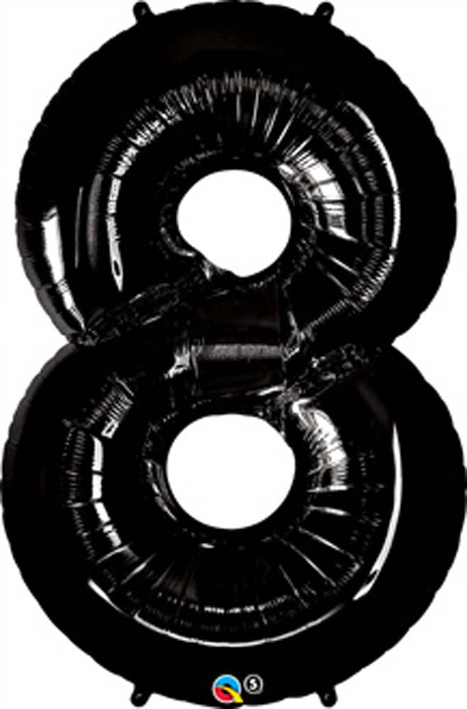 Black 8 Number Balloon 34'' - JJ's Party House - Custom Frosted Cups and Napkins