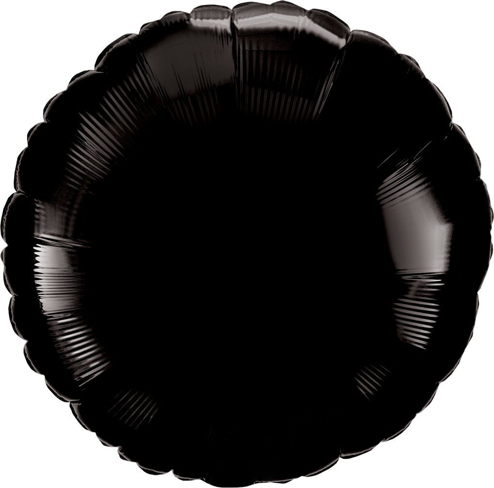 Black Round Mylar Balloon 18'' - JJ's Party House