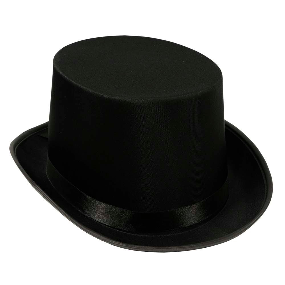 Black Satin Sleek Top Hat - JJ's Party House