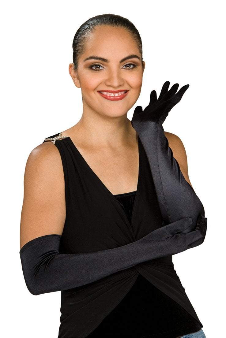 Black Stretch Satin Gloves 22" - JJ's Party House