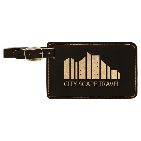 Black/Gold Laserable Leatherette Luggage Tag - JJ's Party House