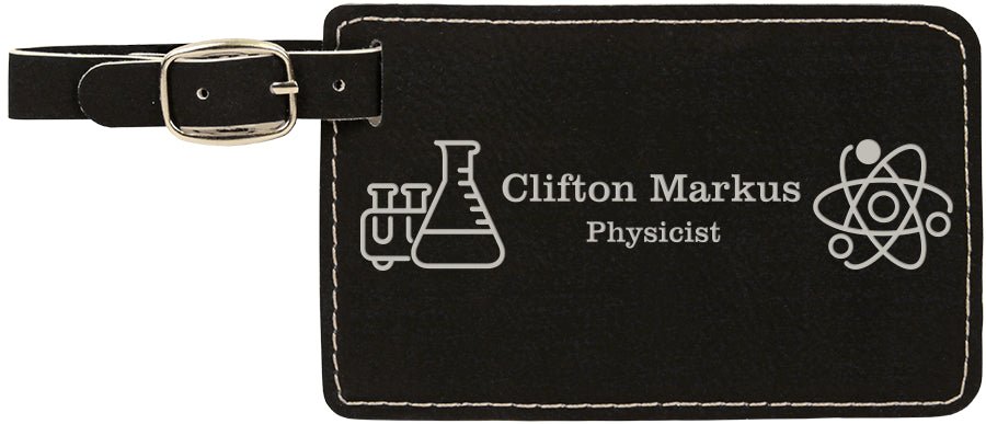 Black/Silver Laserable Leatherette Luggage Tag - JJ's Party House