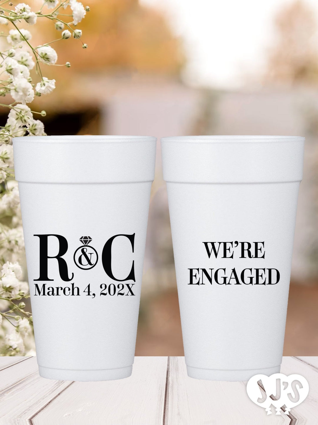 To Have and To Hold, buying Mason Jar Wedding, Wedding Party Foam Cups, Monogram, Styrofoam Cups (428)