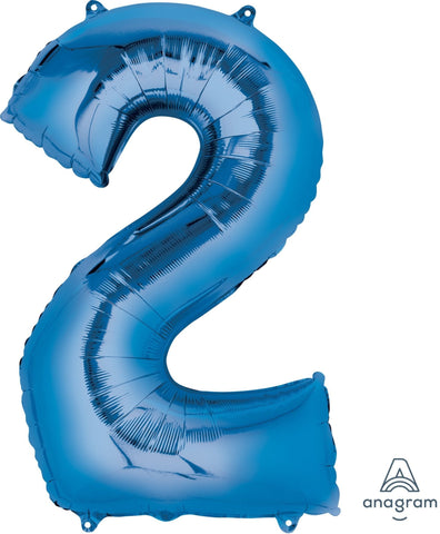 Blue 2 Number Balloon 34'' - JJ's Party House: Birthday, Balloons & Custom Party Favors