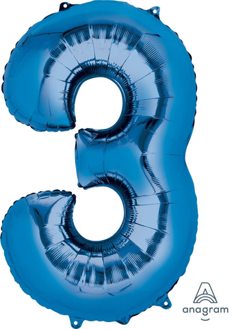 Blue 3 Number Balloon 34'' - JJ's Party House: Birthday, Balloons & Custom Party Favors