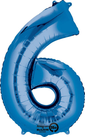 Blue 6 Number Balloon 34'' - JJ's Party House: Birthday, Balloons & Custom Party Favors