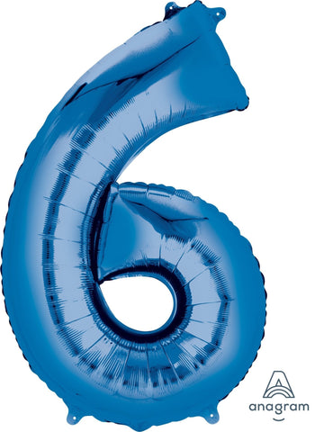 Blue 6 Number Balloon 34'' - JJ's Party House: Birthday, Balloons & Custom Party Favors