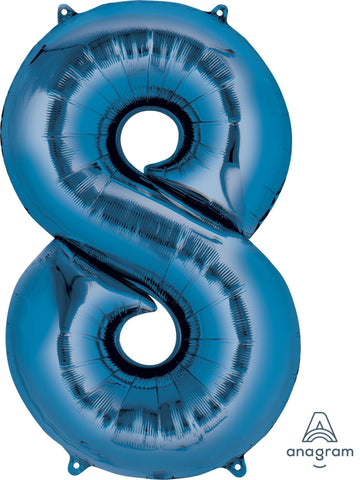 Blue 8 Number Balloon 34'' - JJ's Party House: Birthday, Balloons & Custom Party Favors