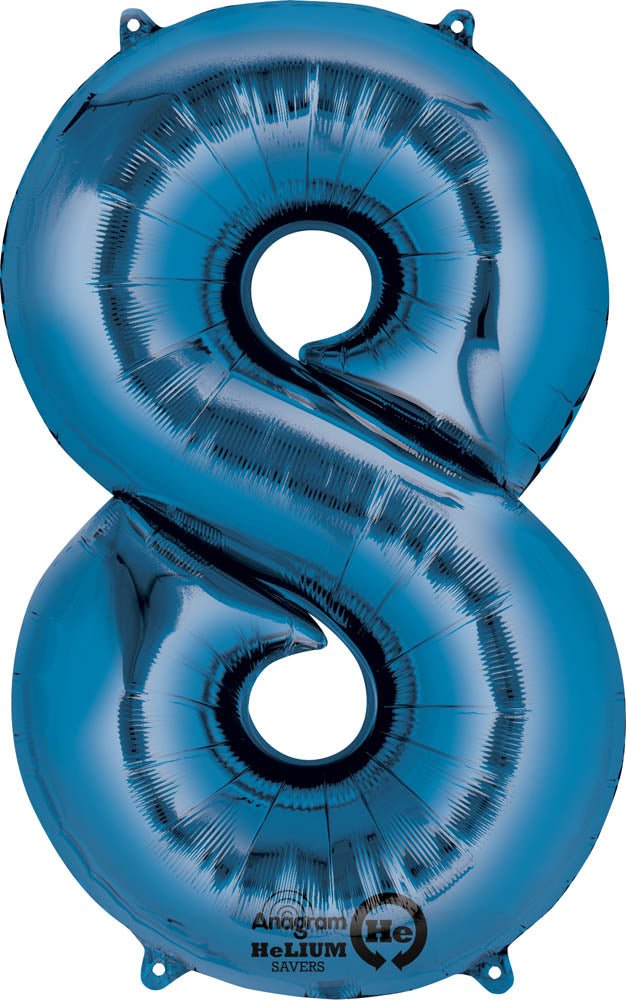 Blue 8 Number Balloon 34'' - JJ's Party House: Birthday, Balloons & Custom Party Favors